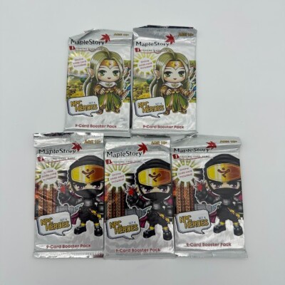 MapleStory iTCG Lot Of 5 Booster Packs  4 NPC Heros Set 4 9 Cards Per Booster