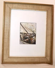 original John Mubiru African abstract expressionism The Dhows oil painting art