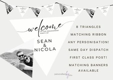 Personalised PHOTO Engagement Wedding Party Banner Decoration Bunting Any Text