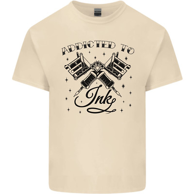 Addicted To Ink Tattoo Künstler Herren Baumwolle T-Shirt Tee Top
