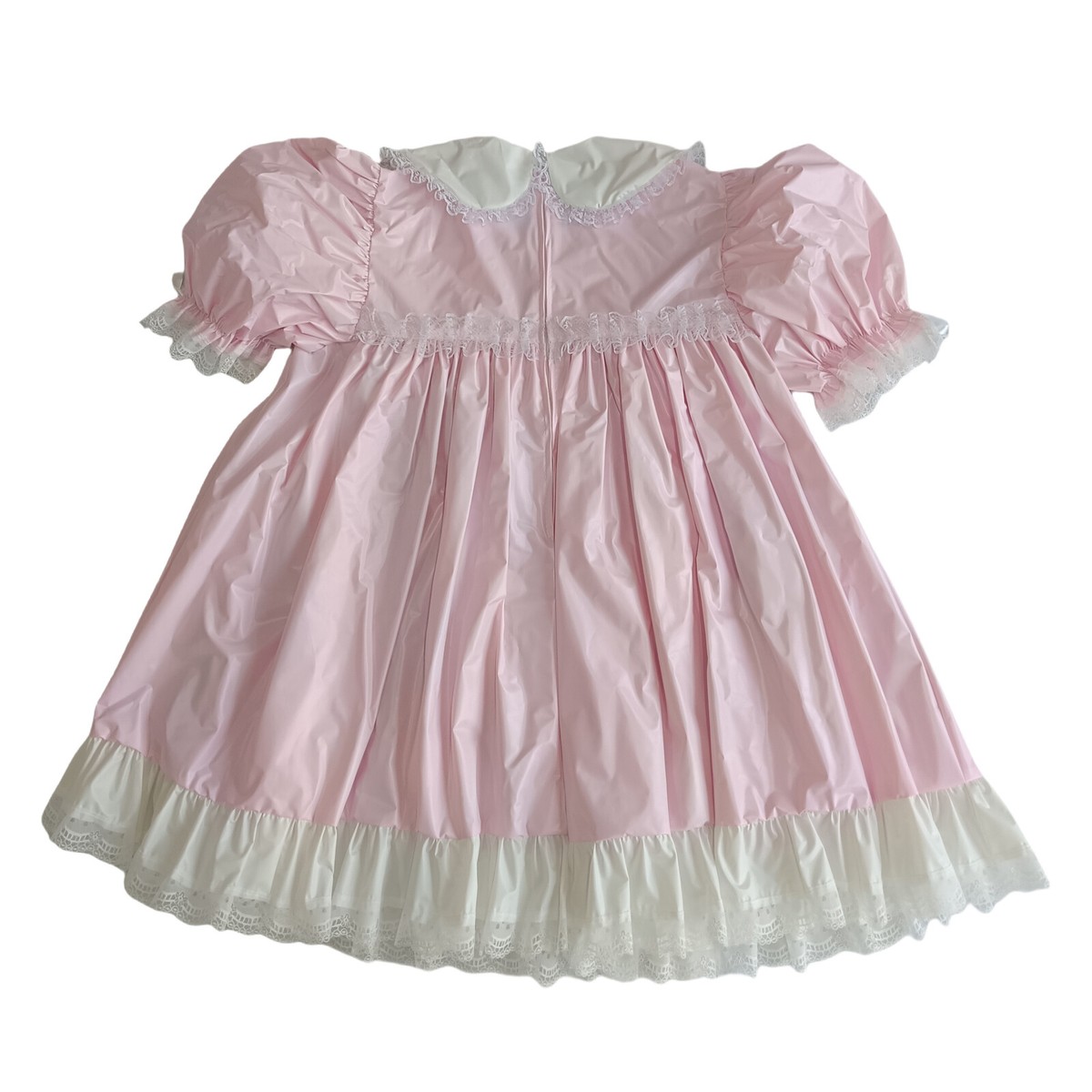 pink sissy dress Lockable Pink Satin Sissy Maid Dress: Frilly Apron, Puff Sleeves Cosplay