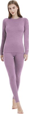 Damen 100% Wolle Thermo Unterwäsche Set Ski Basisschicht lange Unterhosen Top