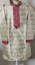 Sathiya Boys Ethnic Wear Kurta Red Gold Bollywood 140cm Nehru 10-11 years In