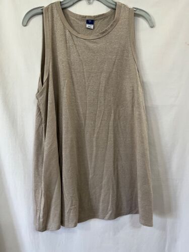 Neu Old Navy ärmelloses luxuriöses Swing Tank Top für Damen hellbraun Glitzer Gr. S