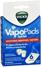 VICKS VAPOPADS REFILL VAPROIZER WATERLESS PAD SOOTHING MENTHOL VAPORS 6CT
