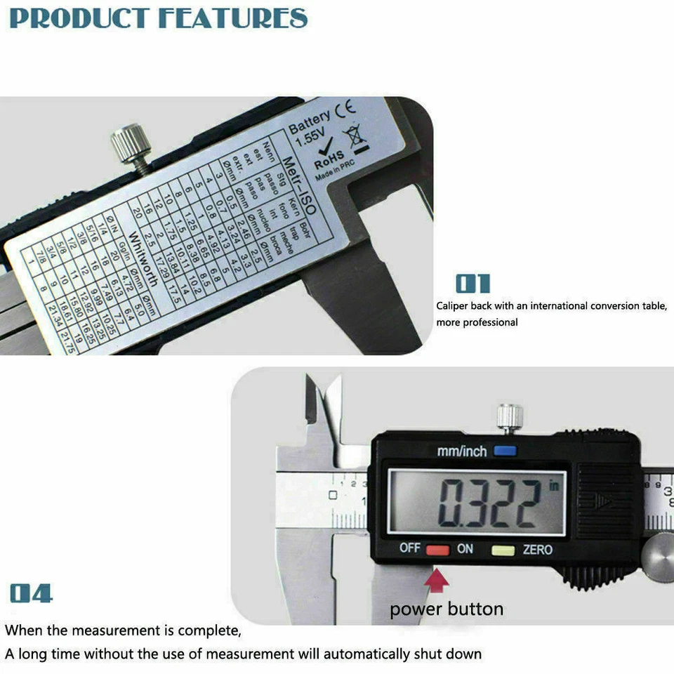 6" Inch/150mm LCD Digital Electronic Vernier Caliper Micrometer Stainless Steel - image 4 of 4