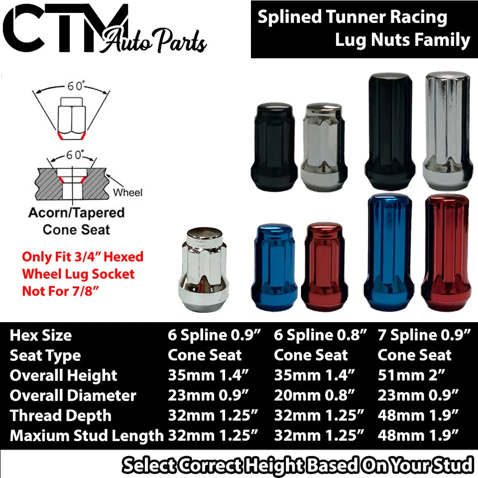 32x 2" Cromo 9/16-18 Spline Tuner Carreras Tuercas Antiguo Chevy C20/C30/K20 R/V2500 Foto 3 de 4