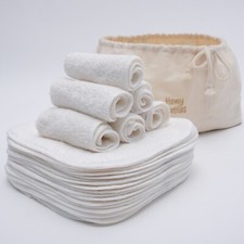 25 pieces Reusable Bamboo Baby Wipes Wash Cloth Flannel Face Cloths - 19 cm x 19