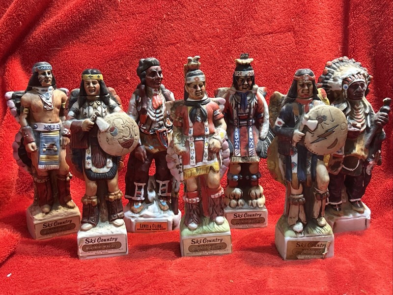 Lot Of 8 Ski Country Native American Indian Mini Decanters