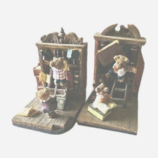 Teddy Bear Library Design Bookends Hand Painted Heavy Collectors