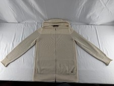 Loro Piana Baby Cashmere Full Zip Sweater Jacket Ivory Gray Stripe Mock Neck