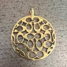 Coach Gold Tone Round Openwork Cutout Charm P...