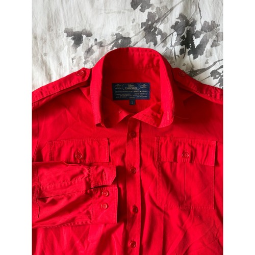 Tilley, Vintage Tilley Endurables Mens Red Long Sleeve Utility Button Shirt Epaulets