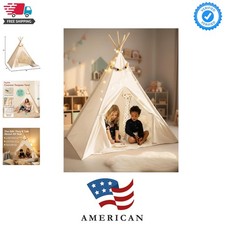 Teepee Tent for Kids with LED Star Lights - Toddler Tent Reading Corner for...