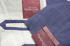Sartoria Partenopea Purple Utility Pocketed Linen Silk Wool Sport Coat 40R New