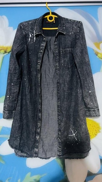 Women Clockhouse Dress Grey Cotton S