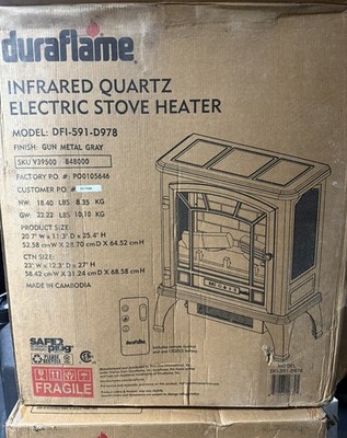 Duraflame 3D Infrared Quartz Electric Fireplace Stove Heater, Gun Metal Gray