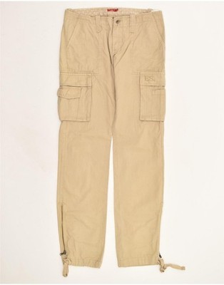 CONBIPEL Womens Straight Cargo Trousers IT 44 Medium W34 L34 Beige Cotton AU09