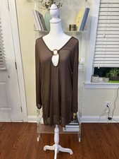 Ditto Brown Gauzy net swim cover up Dress for women Sz large New NWT