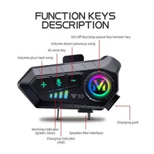  Motorcycle Bluetooth 5.3 Helmet Headset Waterproof Wireless Earphone Hands-free