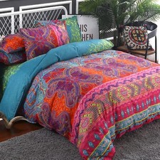 Bohemain Comforter Set King, Microfiber Reversible Boho Alternative Comforter...