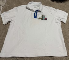 Lacoste Sport Polo Shirt White Short Sleeve Mens XXL 7 Big L Alligator Flames