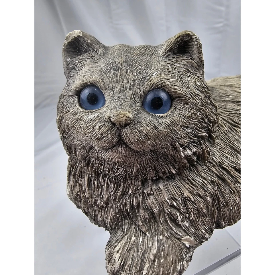 "Figura de gato Sandicast ojos grises y azules de Sandra Brue 1981 8""" Foto 2 de 4