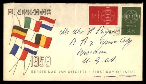 Mayfairstamps Netherlands FDC 1959 Europa Cept Flags First Day Cover aaw_73501