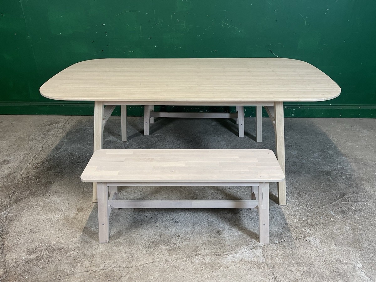 IKEA Voxlov Bamboo Dining Table And Matching Benches UK