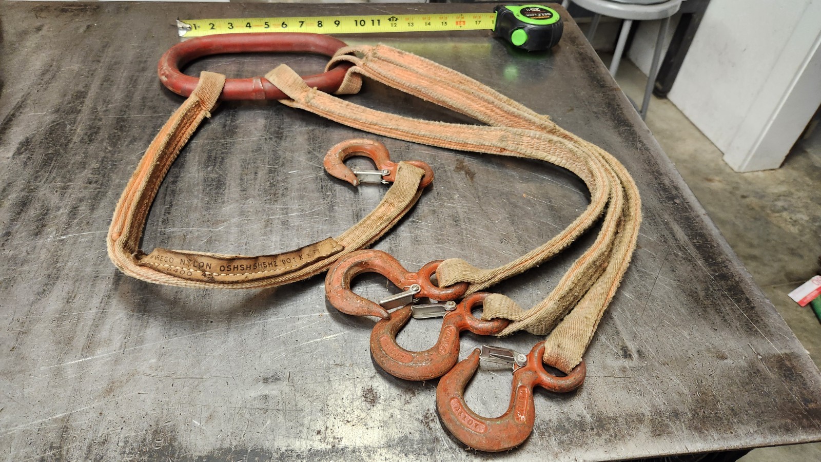 Wireco Nylon 4-LEG x 3' 6400LB Lifting Rigging Bridle Sling 1" Ring & Grab Hooks