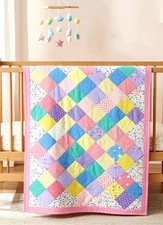 Baby Quilt Handmade Girl's Patchwork Blanket 31" x 41" Rainbows Multicolor
