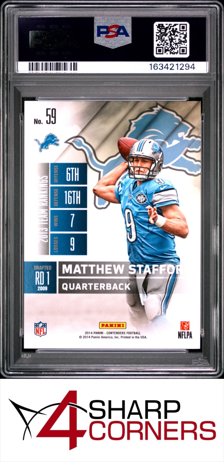 2014 PANINI CONTENDERS CHAMPIONSHIP TICKET #59 MATTHEW STAFFORD /99 POP 1 PSA 10 view 2