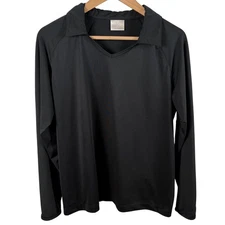 Nike Golf Dri-Fit Women's Large Long-Sleeve Athletic Polo Shirt Black Sporty
