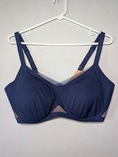 HONEYLOVE Bra Womens 1X CrossOver Wireless Blue Comfort Liftwear Full Coverage