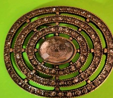 Buckle Belt Boho Western Oval Faux Large Amber Oval Faceted Stone/rhinestones