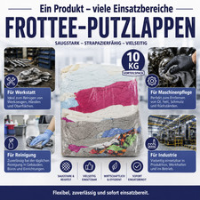 Putzlappen f&uuml;r Industrie, Werkstatt usw. Frottee bunt mix geschnitten 10kg