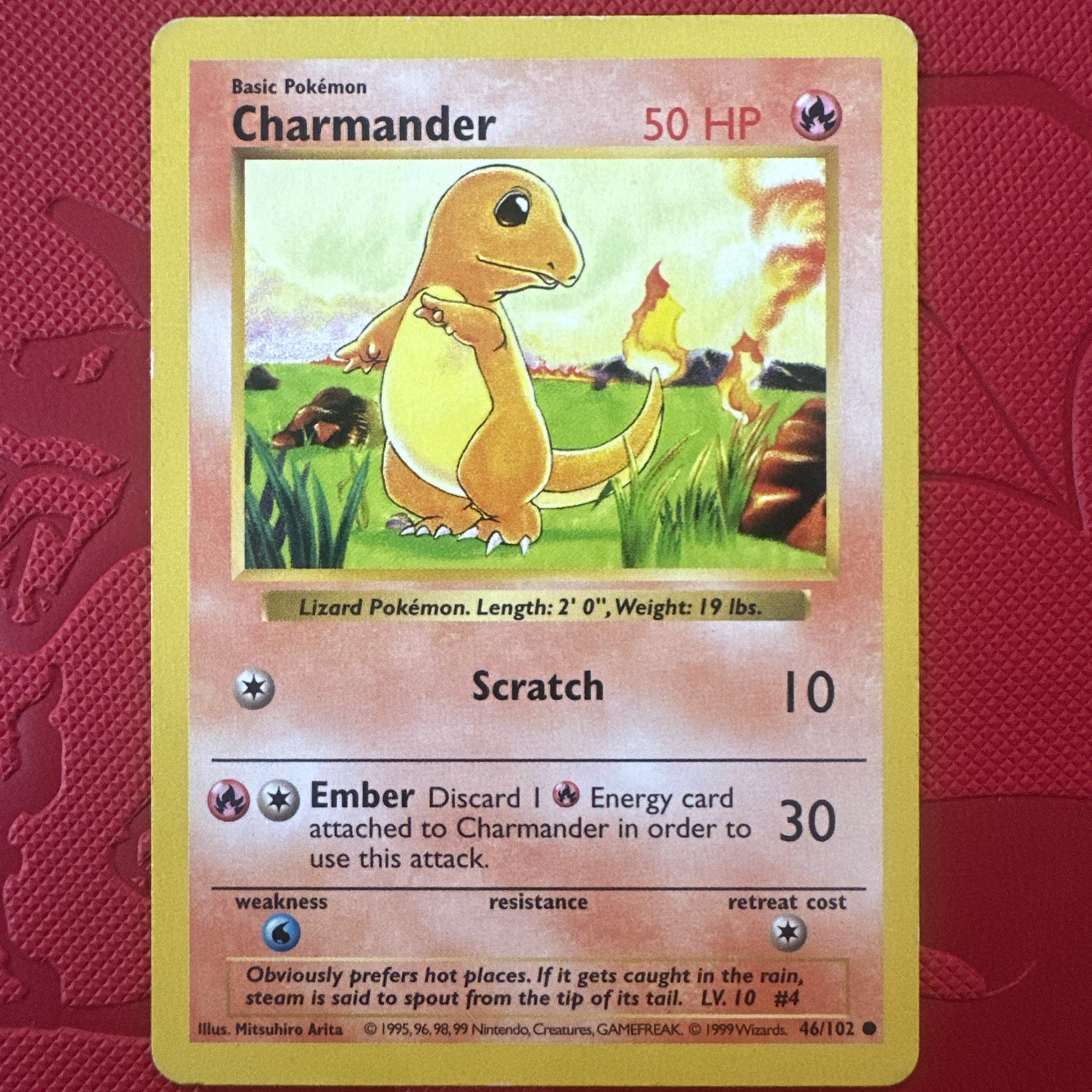 Charmander Shadowless 46/102 Base Set WOTC Pokemon Card - MP