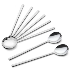 spoons, 8 pieces stainless steel korean spoons,8.5 inch soup spoons with long ha