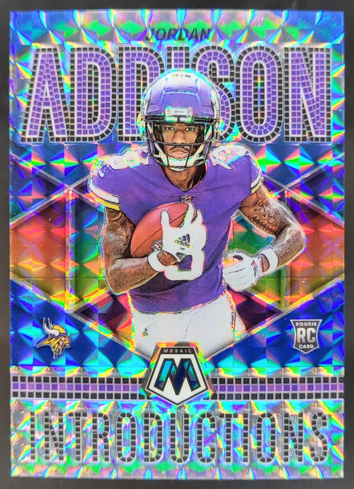2023 Panini Mosaic Jordan Addison Introductions Blue /99 RC Vikings ZS