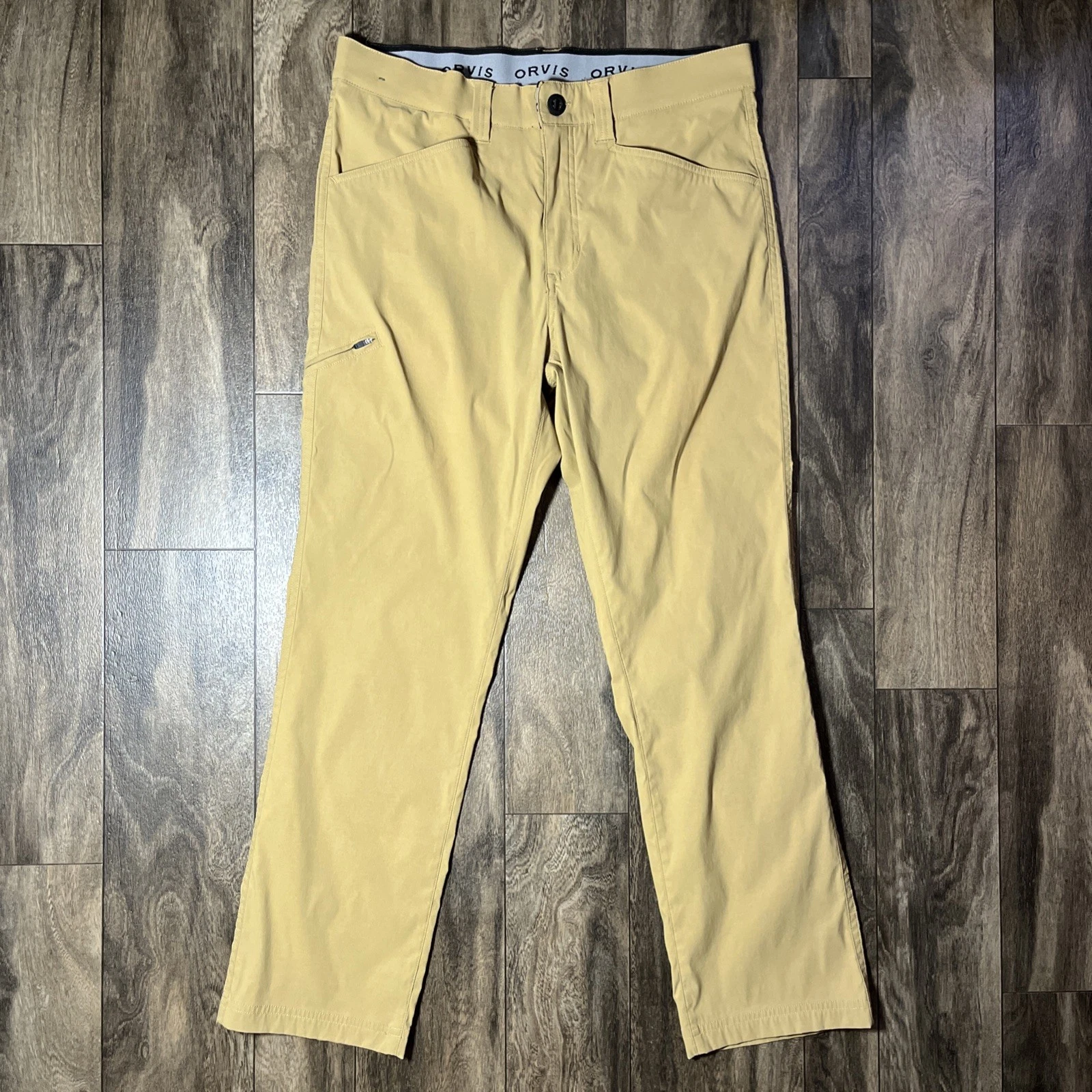 Orvis Men's Tech Pants 32x29 (Tag 32x30) Camel Brown Water Repellent Stretch EUC
Opens in a new wind