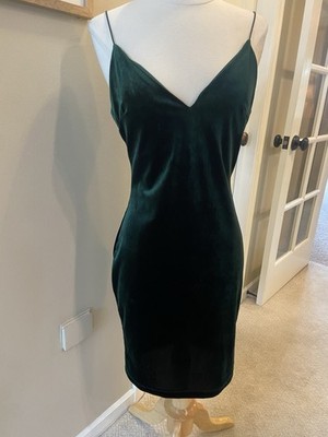 B Smart Green Velvet V Neck Sheath Dress Medium Goth Whimsigoth Vamp Dark Fairy