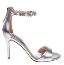 Badgley Mischka Jewel Encrusted Silver Heel Shoes Size 9