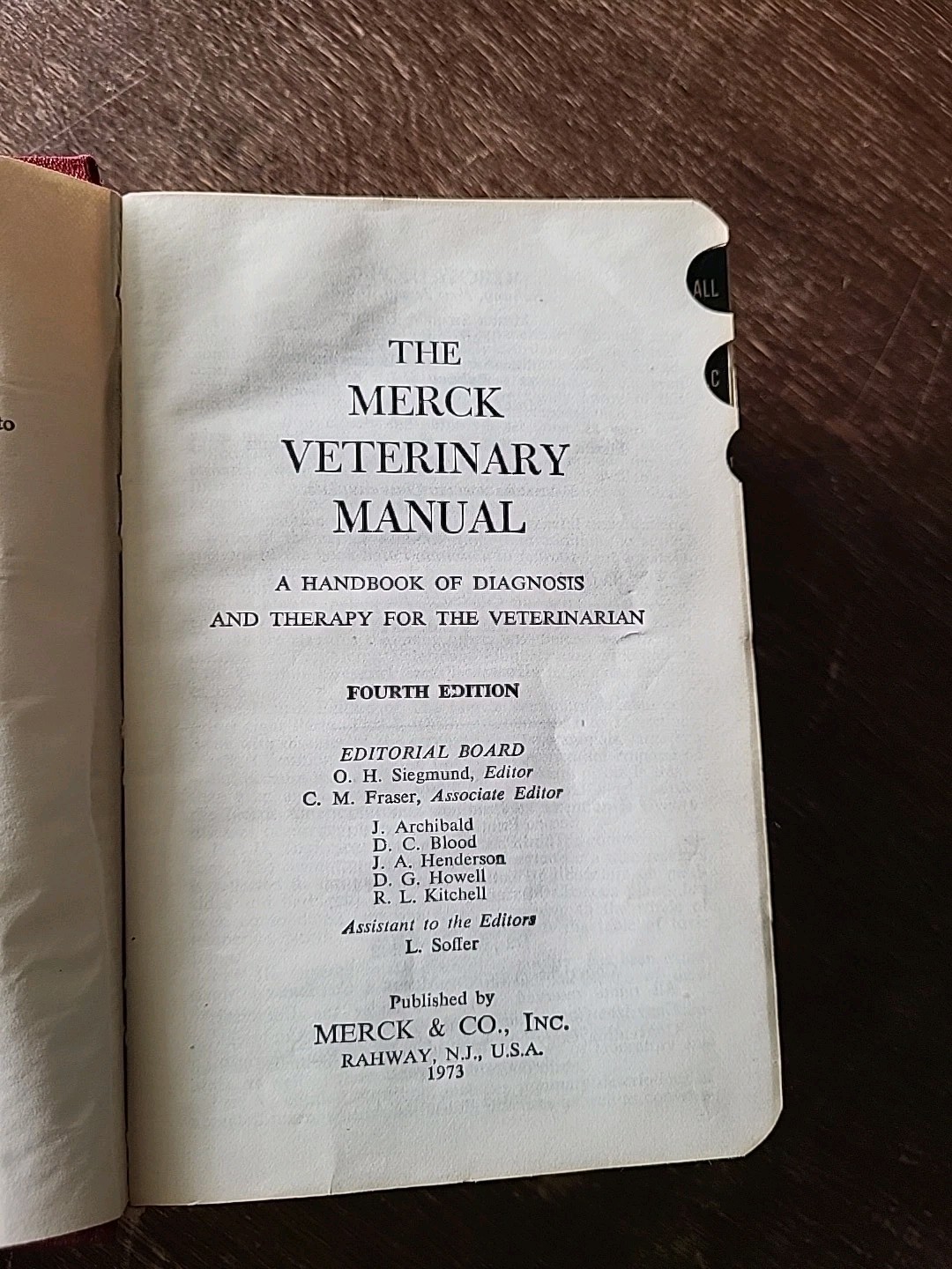 The Merck Veterinary Manual 4th Edition 1973, HB
