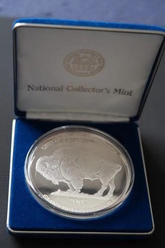 2002 Giant Buffalo Proof 1oz .999Fine Silver COA USA Box