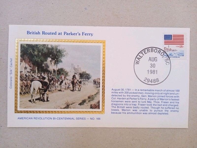 US - British Routed Parker's Ferry Colorano Silk Cover  , American Revolution 