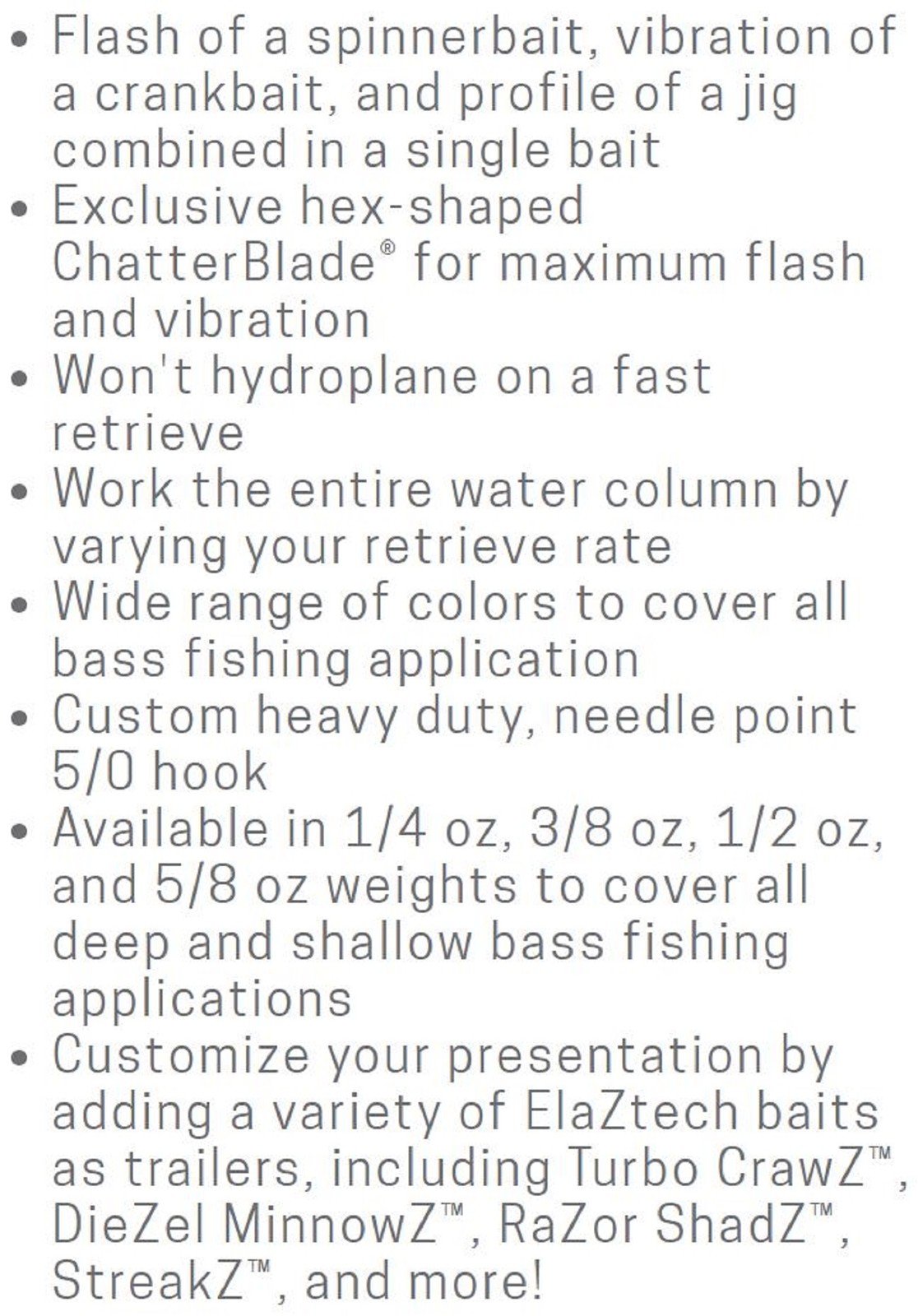 Zman Chatterbait 1/4 oz Sinking Lure Chart White Gold (0259) - Image 4