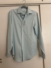 Calvin Klein Men  s Dress Shirt All-Season Stretch Slim Fit Lagoon 14.5 32-33 NWT