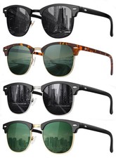 Classic Polarized Sunglasses for Men and Women Retro Style Semi Rimless Frame...