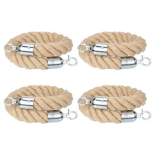 4Pcs 2ft x 1.5 Inch Crowd Control Jute Stanchion Rope with Snap Hooks