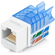 Everest 45 Angled RJ45 Cat5e Keystone Jacks, Slim Profile Female Connector 50pk
